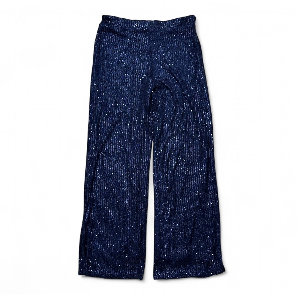 NEW Skies Are Blue Navy Blue Midnight Sky Sequin Pants Wide Leg Women's Medium